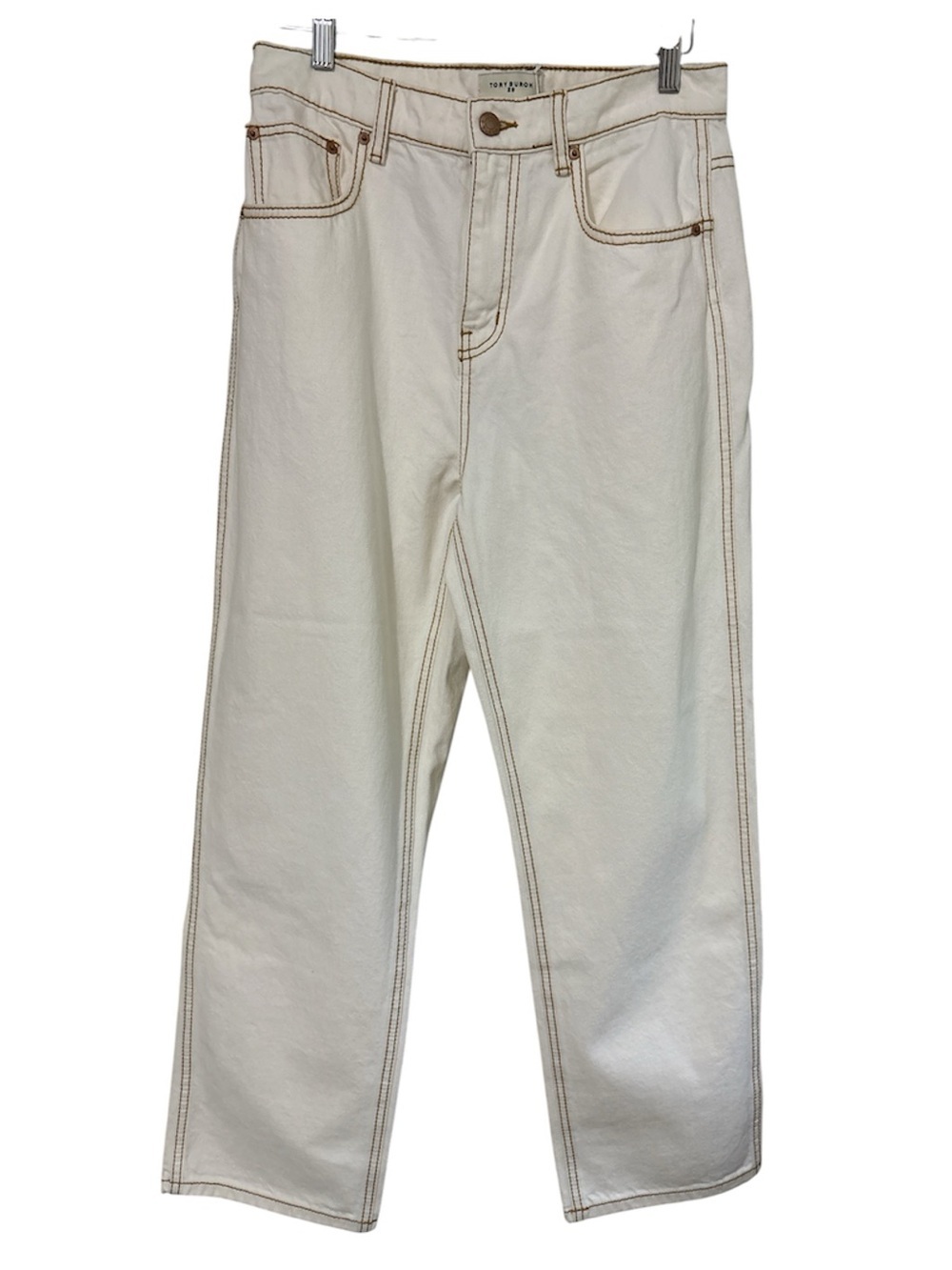 NWT Tory Burch High Rise Straight Jeans Off White Cream Sz 29